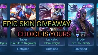 Epic skin giveaway mobile legends bang bang || mobile legend free skin || mlbb