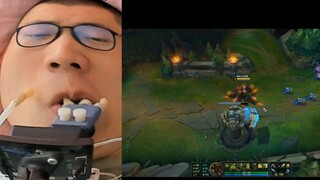 Seorang lumpuh tingkat tinggi menggunakan mulutnya untuk bermain-main dengan Urgot, perspektif wajah