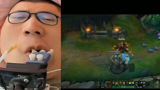 High-level paraplegic plays Urgot with his mouth in high-definition big face perspective [and some w