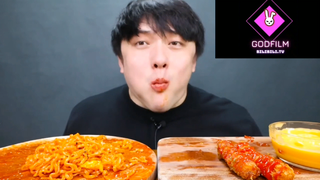 Mukbang mì cay, nem phô mai tương ớt p5 #anngon
