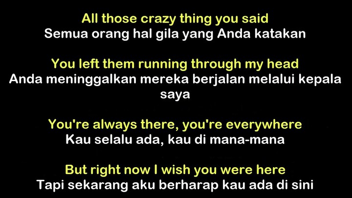 Avril Lavigne - Wish You Were Here (Lyric) Sub Indonesia