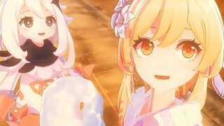 Traveler wears the Kimono "Fireworks Festival | Genshin Animation