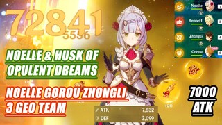 Noelle & Husk of Opulent Dreams Showcase - Noelle Gorou Zhongli 3 Geo Team DMG Test