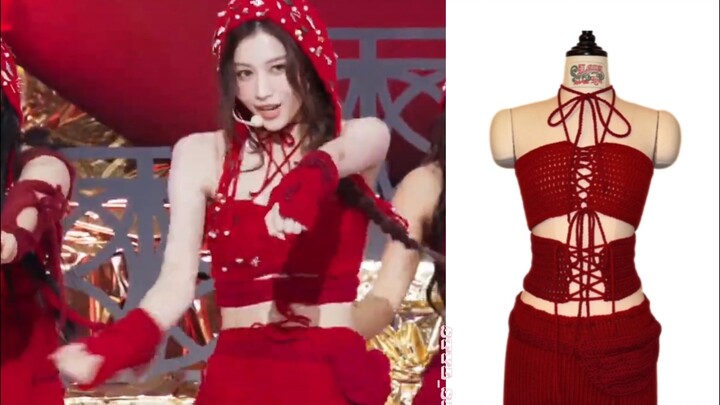 TWICE的红色针织裙THIS IS FOR回归初舞台同款打歌服穿搭