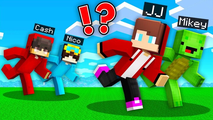 JJ and Mikey Speedrunners vs Cash and Nico Hunters in Minecraft Maizen!