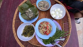 ส้มผักเสี้ยนแกล้มตำบักหุ่งคุ้ยกับหมกปลาเข็งแซ่บคักพี่น้อง