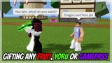 Gifting ANY Gamepass Or ANY Fruit to NOOBS on Blox Fruits | Roblox |