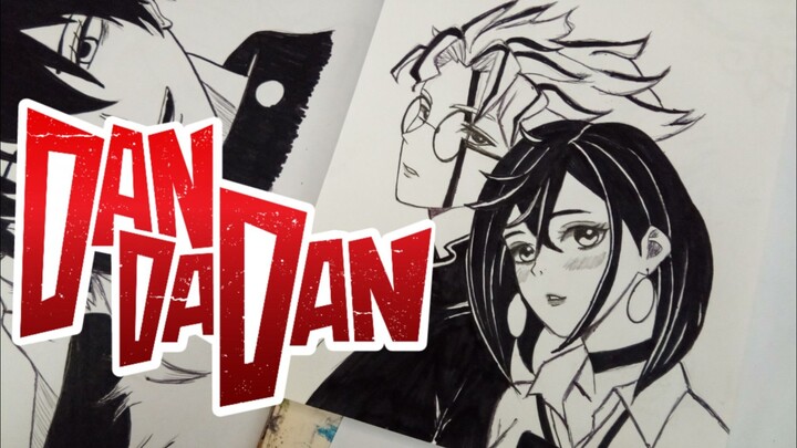 Okarun, Ayase Momo - Dandadan || Black and White Art (SPEED DRAWING)