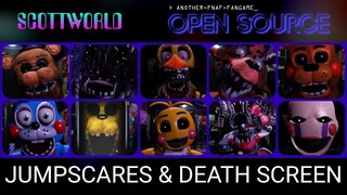 All Jumpscares & Death Screen | Another FNAF Fangame: Open Source