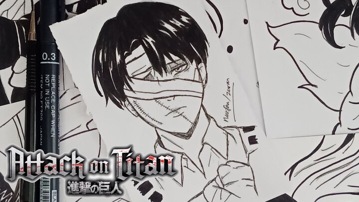 Levi Ackerman - Attack on Titan || Black and White Art (SPEED DRAWING)