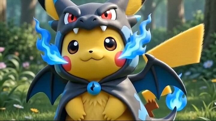 Pikachu breathing blue fire Mega Charizard X #shorts