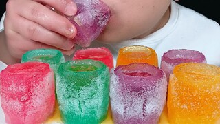 Eat iced jelly cups with pop rocks, and listen to a different chewing!