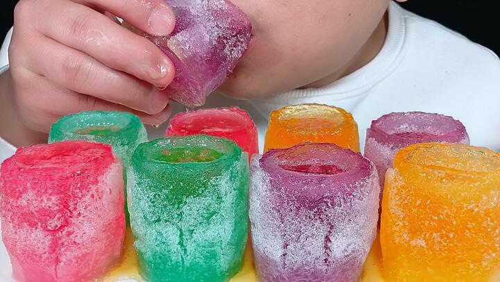 Eat iced jelly cups with pop rocks, and listen to a different chewing!