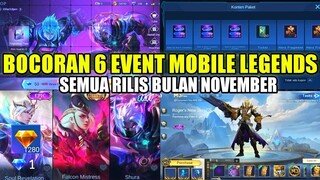 BOCORAN 6 EVENT GRATISAN MOBILE LEGENDS BULAN NOVEMBER 2021!!! DIJAMIN DAPET SKIN EPIC GRATIS