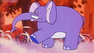 In this old Chinese animation, an elephant is in trouble and other animals stand by and watch, only 