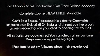 David Kollar Course Scale That Product Fast Track Fashion Academy download