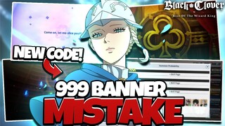 *NEW CODE* & BIG MISTAKE F2P PLAYERS MUST AVOID ON THE 999 BANNER! - Black Clover Mobile