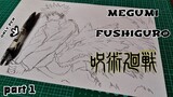 menggambar fushiguro menggunakan satu pena, bagian 1