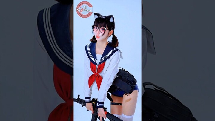Tactical Cat Girl Seifuku So Cute ❤️ Cat Girl Cosplay #shorts