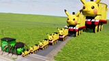 Big & Small Train Pikachu vs Choo-Choo LEGO HULK | BeamNG.Drive