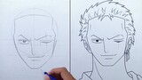 How to Draw RORONOA ZORO [One Piece] - Cara Menggambar Anime