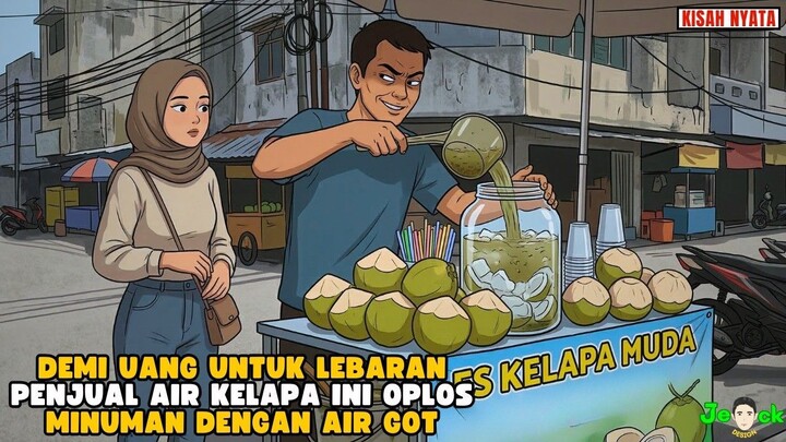 AZAB PENJUAL AIR KELAPA CULAS CAMPUR MINUMAN DENGAN AIR COMBERAN  ANIMASI