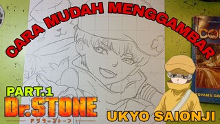 cara mudah menggambar anime Dr.stone ,ukyo part.1 ,sketsa