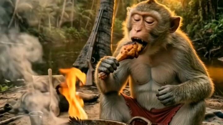 The monkey is eatimg, Don't disturb him.😃😃