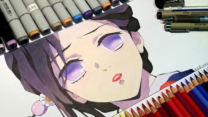 [Hand-painted illustration][ Demon Slayer ] Use markers and colored pencils to draw a Miss Tsubasa i