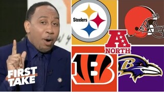FIRST TAKE | Stephen A. breaks AFC North race - Which team will win: Ravens, Bengals or Steelers?