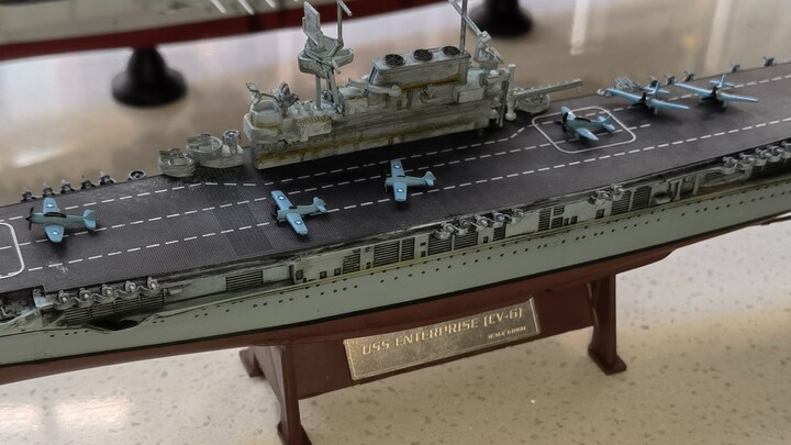 Finished metal ship model with aging effect, Iron Stream 1:1000 Enterprise aircraft carrier unboxing