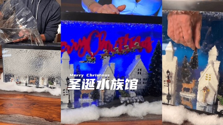 حوّلت حوض السمك المعطوب في المنزل إلى حوض مائي يعبق بأجواء عيد الميلاد!! رائع جدًا، أتمنى لو كان لدي