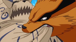 ナルトは九尾の狐に変身し、片尾を噛んで我愛羅をノックアウトします| Naruto transforms into Nine-Tails to bite One-tail