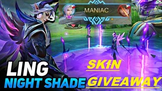 MLBB: LING NEW SKIN | NIGHT SHADE DRAGON TAMER | TOP1 WORLD RANK GAMEPLAY | MOBILE LEGENDS BANG BANG