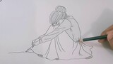 Cocok Untuk Yang Sedang Belajar Menggambar || Cara Menggambar Anime Cewek Sedang Duduk Sedih
