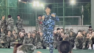 Military training but "pop!"