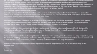 How To Make An Elementor Website