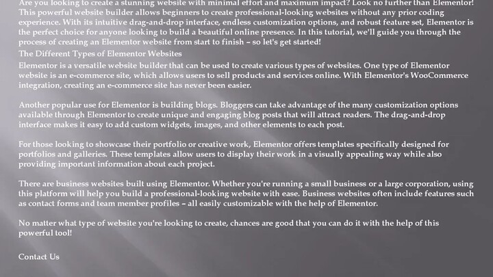 How To Make An Elementor Website