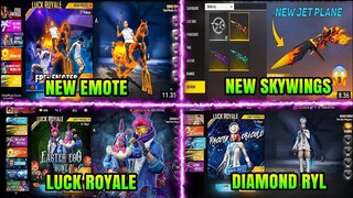 FREE FIRE!! BOCORAN EVENT GRATIS, DIAMOND ROYALE TERBARU, EMOTE BARU, SKY WINGS FREE FIRE