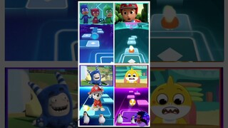 Pj Masks, Ryder, Oddbods, baby Shark x Coffin Dance Meme Tiles hop #shorts