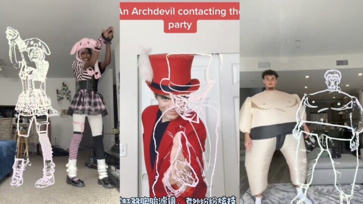 tiktok霓虹双胞胎滤镜也太有趣了，老外纷纷炫技