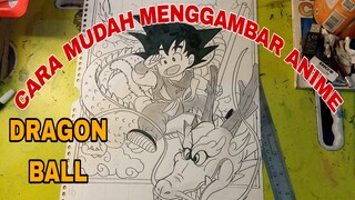 cara mudah menggambar anime dragonball son goku Shen long