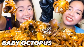 SUPER SPICY STIR FRY BABY OCTOPUS MUKBANG