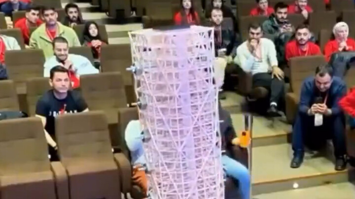 Engineering students are testing whether their designs have earthquake-resistant performance.