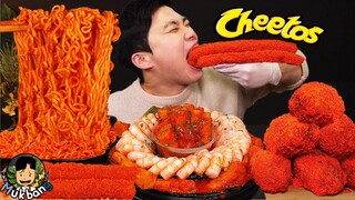 ASMR MUKBANG 새우 떡볶이 & 치즈 스틱 & 양념 치킨먹방! FIRE Noodle & FRIED CHICKEN & CHEESE STICK EATING SOUND!