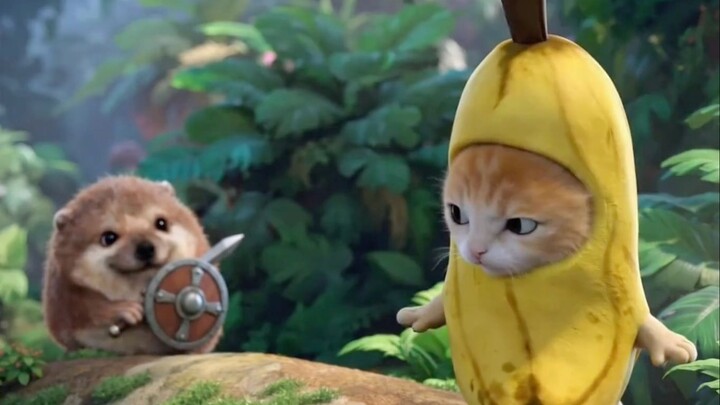 Banana Cat and Knife Shield Return to the Village and Encounter a Fellow Villager #BananaCat