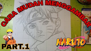 cara mudah menggambar anime Naruto part.1, sketsa