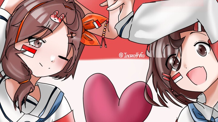 Tania & Mina ikut merayakan hari kemerdekaan RI Ke-81!! [ drawing my oc ] PART 1