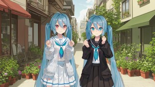 [AI Animation | MMD] Super cute black and white Hatsune Miku's Anisama 2022 Sparkle (single-player s