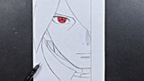 Anime sketch | how to draw adult sasuke half face easy steps